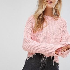ASOS Berska Frayed Kitted Sweater